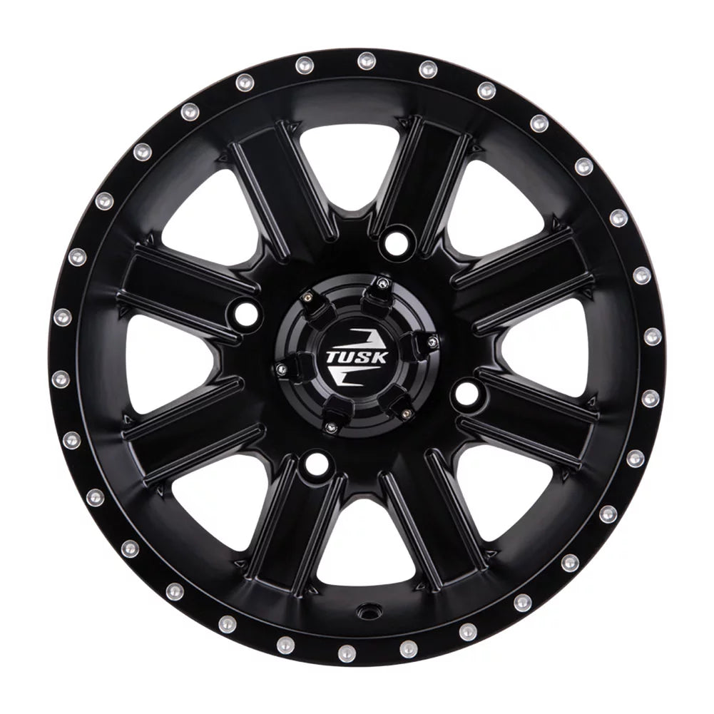(4 Pack) 4/110 Tusk Cascade Wheel 12x7 5.0 + 2.0 Matte Black For KAWASAKI BRUTE FORCE 750 4X4i EPS 2023