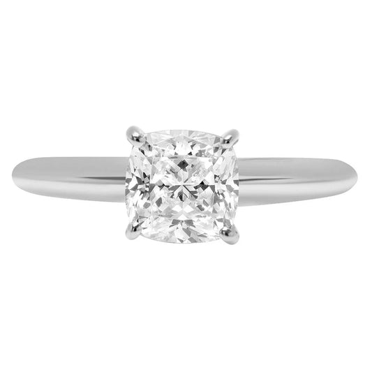 1.5ct cushion cut clear moissanite 14k white gold anniversary engagement ring size 4.5