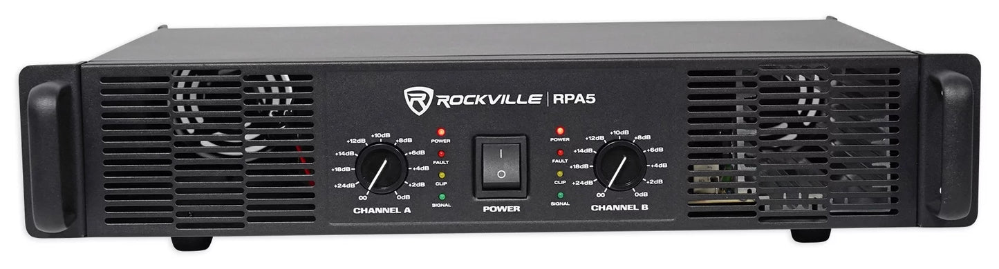 (2) Rockville RSG10 Single 10" 400W PA Speakers+Rockville RPA5 Amplifier DJ Amp