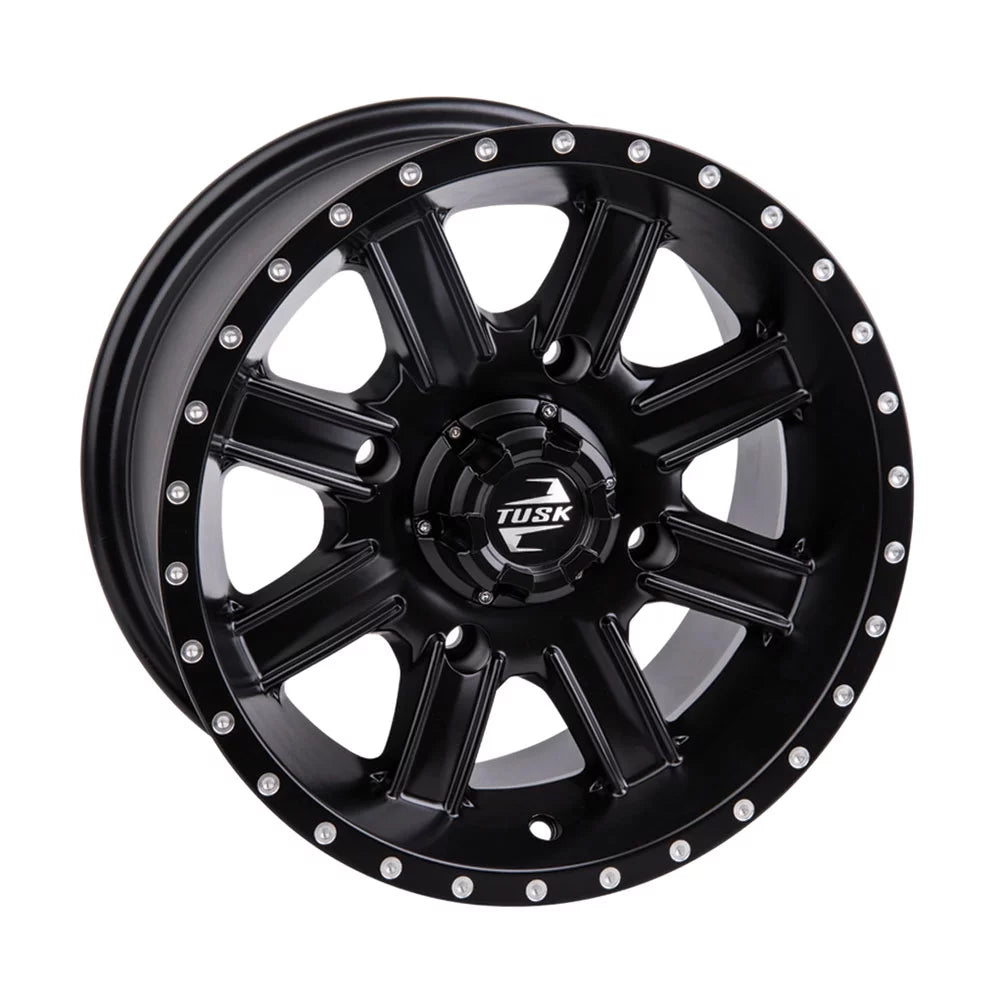(4 Pack) 4/110 Tusk Cascade Wheel 12x7 5.0 + 2.0 Matte Black For KAWASAKI BRUTE FORCE 750 4X4i EPS 2023