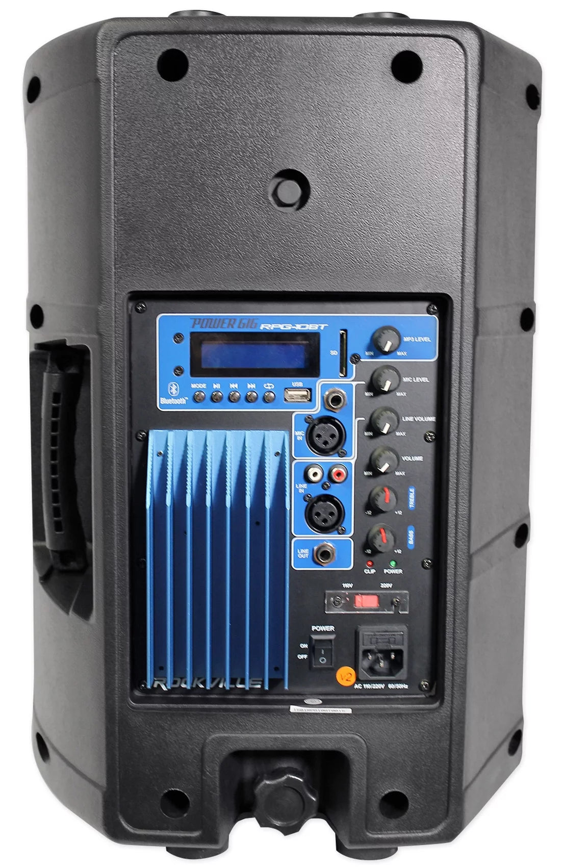 (2) Rockville RPG10BT 10" Powered DJ PA Speakers BlueTooth, USB, SD - 1200w