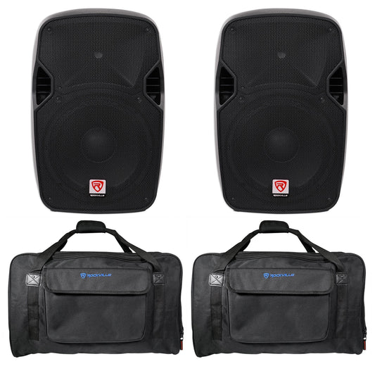 (2) Rockville SPGN124 12" 2400W DJ PA Speakers 4-Ohm+Weatherproof Speaker Bags