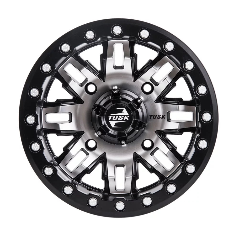 (2 Pack) 4/156 Tusk Teton Beadlock Wheel 14x7 5.0 + 2.0 Machined/Black For YAMAHA Wolverine RMAX 4 1000 R-Spec 2022