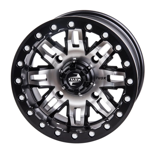 (4 Pack) 4/156 Tusk Teton Beadlock Wheel 15x7 5.0 + 2.0 Machined/Black For YAMAHA Wolverine RMAX 2 1000 R-Spec 2022